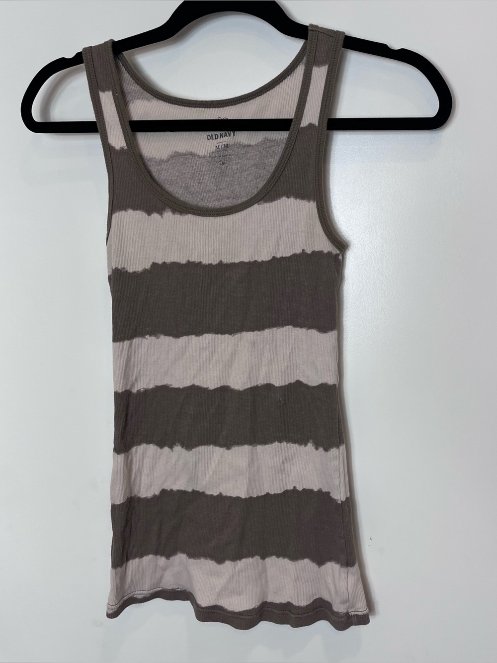 Y2K Old Navy Women's Striped Ribbed Tank Top Medium Cotton Grunge Layer